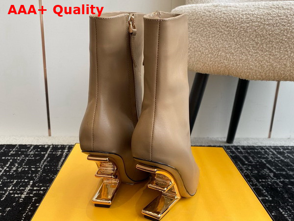 Fendi First High Heeled Ankle Boots in Beige Leather Replica