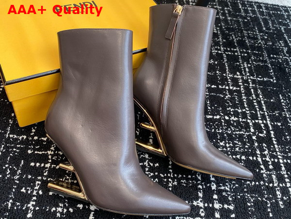 Fendi First High Heeled Ankle Boots in Brown Leather Replica