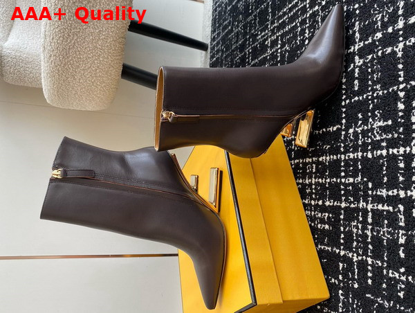 Fendi First High Heeled Ankle Boots in Brown Leather Replica