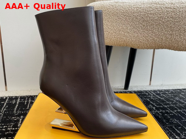 Fendi First High Heeled Ankle Boots in Brown Leather Replica