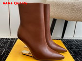 Fendi First High Heeled Ankle Boots in Light Brown Leather Replica