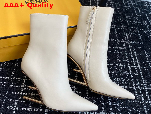 Fendi First High Heeled Ankle Boots in White Leather Replica