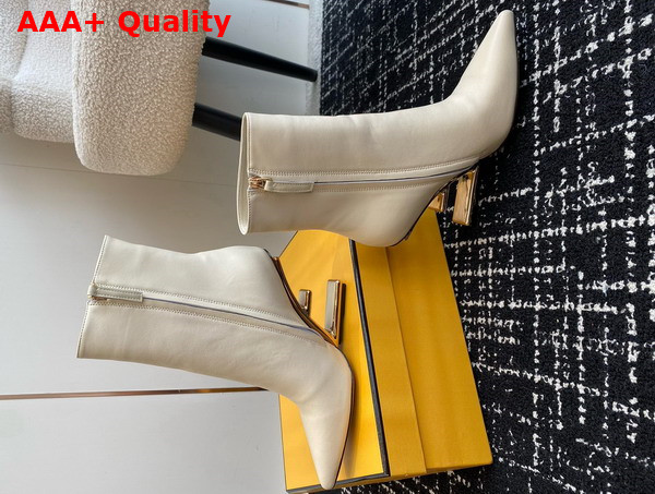 Fendi First High Heeled Ankle Boots in White Leather Replica