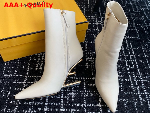 Fendi First High Heeled Ankle Boots in White Leather Replica