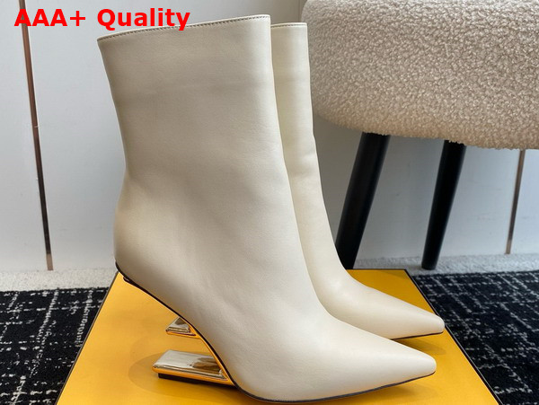 Fendi First High Heeled Ankle Boots in White Leather Replica