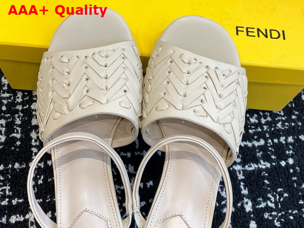 Fendi First High Heeled Sandals in Beige Interlaced Leather Replica