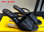 Fendi First High Heeled Sandals in Black Interlaced Leather Replica