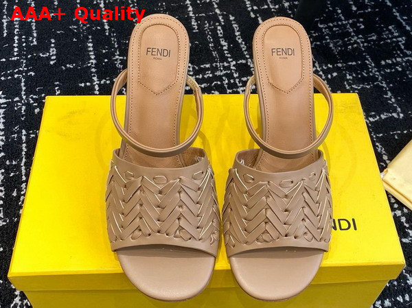 Fendi First High Heeled Sandals in Pink Interlaced Leather Replica