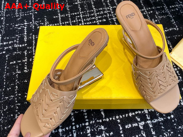 Fendi First High Heeled Sandals in Pink Interlaced Leather Replica