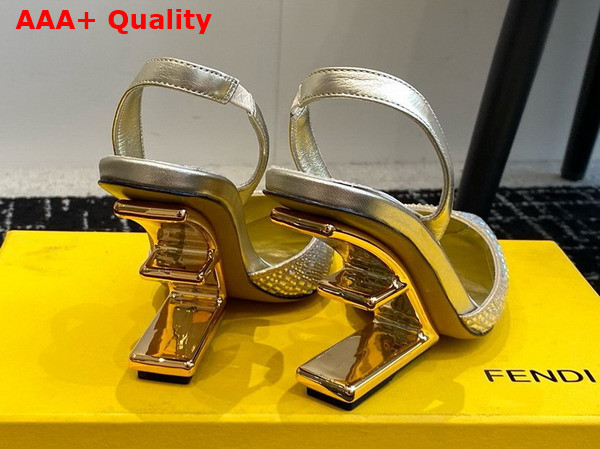 Fendi First Light Gold Colored Rhinestone High Heeled Slingbacks Replica