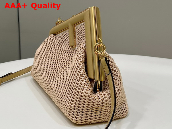 Fendi First Small Beige Raffia Macrame Bag Replica