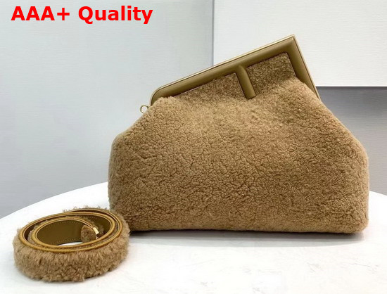 Fendi First Medium Beige Sheepskin Bag Replica