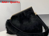 Fendi First Medium Black Mink Fur Bag Replica