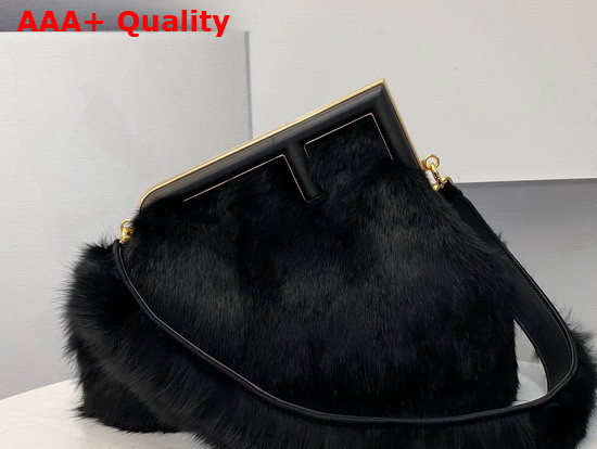 Fendi First Medium Black Mink Fur Bag Replica