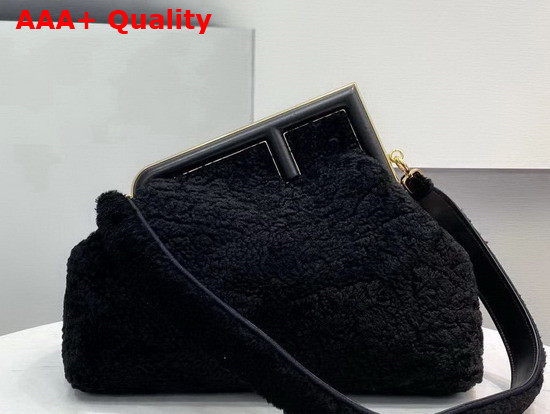 Fendi First Medium Black Sheepskin Bag Replica