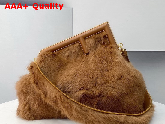 Fendi First Medium Brown Mink Fur Bag Replica