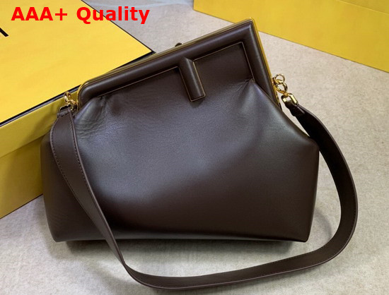 Fendi First Medium Dark Brown Leather Bag Replica