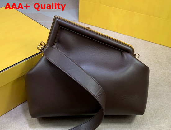 Fendi First Medium Dark Brown Leather Bag Replica