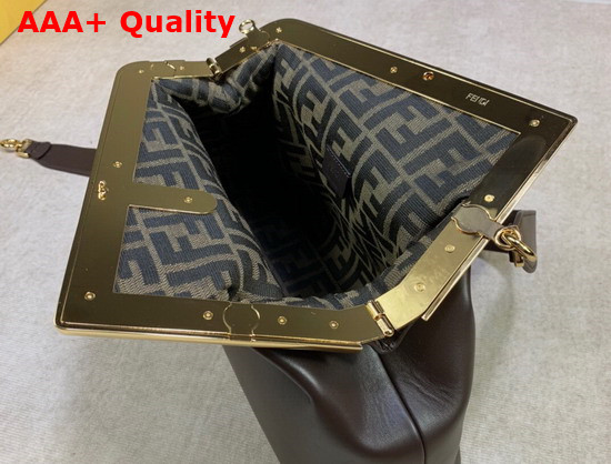 Fendi First Medium Dark Brown Leather Bag Replica