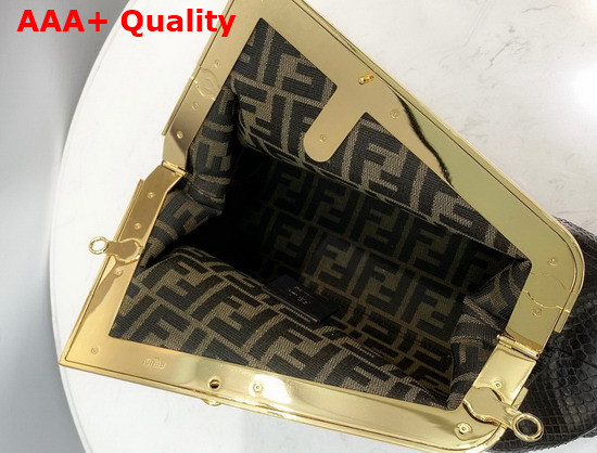 Fendi First Medium Dark Brown Python Leather Bag Replica