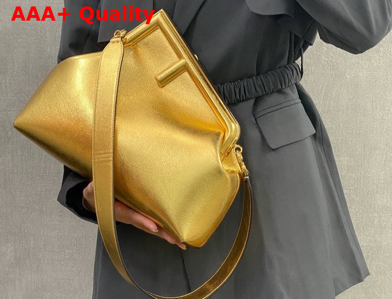 Fendi First Medium Gold Leather Bag Replica