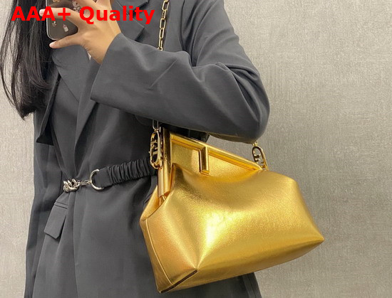 Fendi First Medium Gold Leather Bag Replica