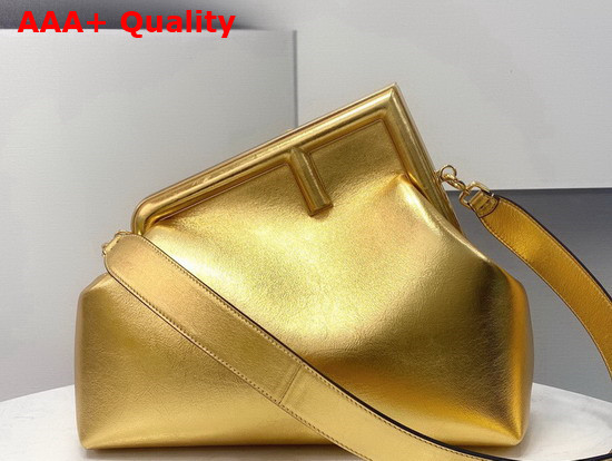 Fendi First Medium Gold Leather Bag Replica