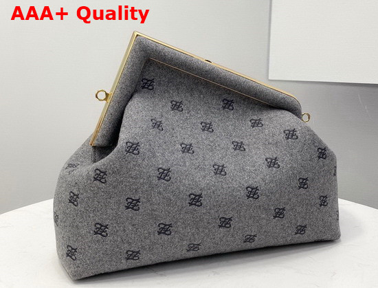 Fendi First Medium Grey Flannel Bag with Embroidery Replica