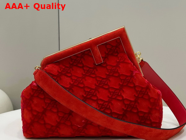 Fendi First Medium Red Suede Bag Replica