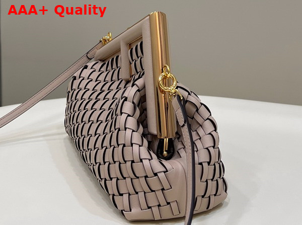 Fendi First Small Beige Braided Leather Bag Replica