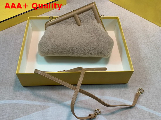 Fendi First Small Beige Sheepskin Bag Replica