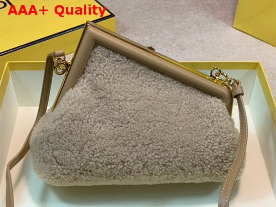 Fendi First Small Beige Sheepskin Bag Replica