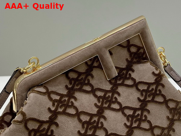 Fendi First Small Khaki Suede Bag Replica