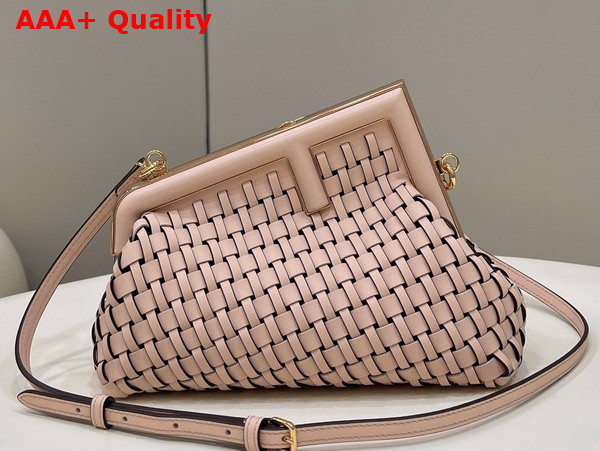 Fendi First Small Pink Braided Leather Bag Replica