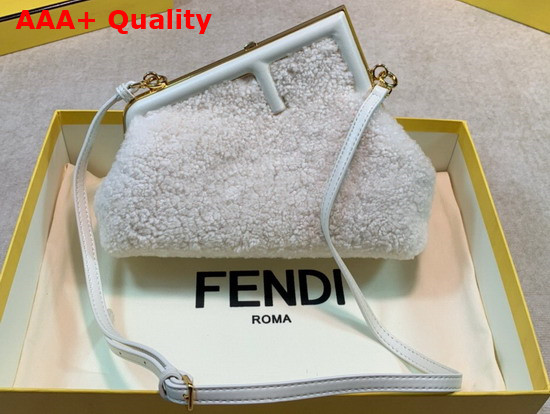 Fendi First Small White Sheepskin Bag Replica