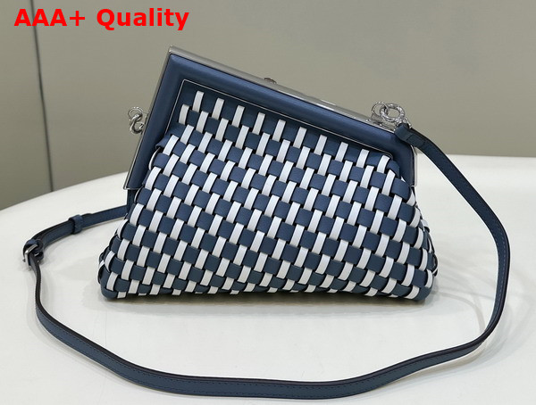 Fendi First Small White and Blue Woven Leather Bag Replica