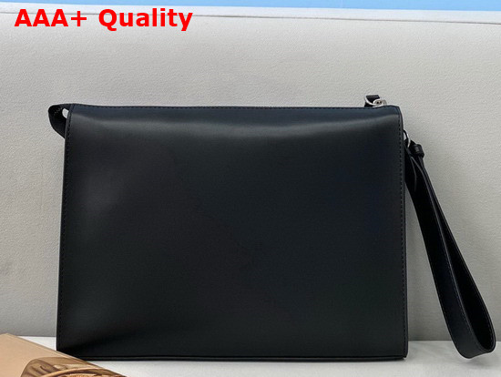 Fendi Flat Pouch Black Leather Pouch Replica