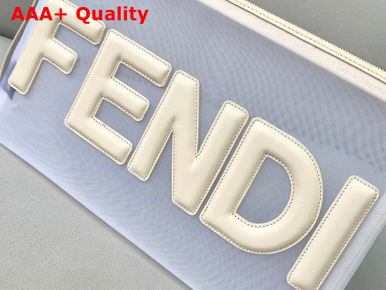 Fendi Flat Pouch Large White Micro Mesh Pouch Replica