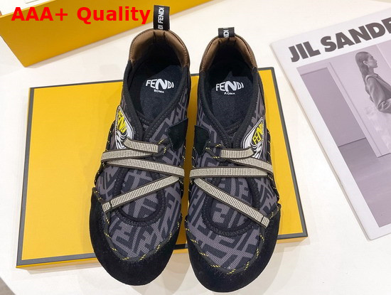 Fendi Flex Black Suede Sneakers Replica