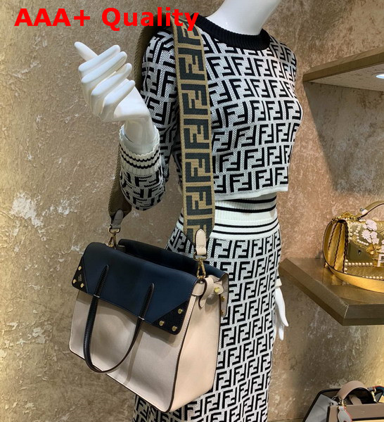 Fendi Flip Large Beige Leather Bag Replica