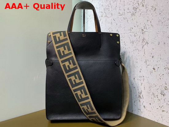 Fendi Flip Large Black Leather and Brown Suede Replica