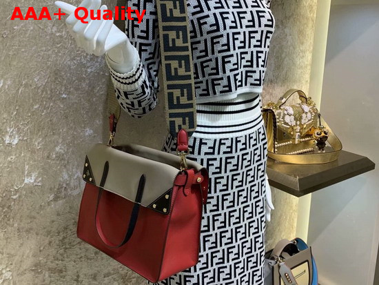 Fendi Flip Large Tote Bag in Red Calf Leather Replica