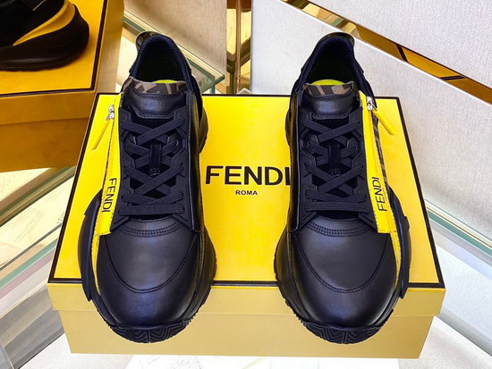 Fendi Flow Black Leather Low Tops Replica