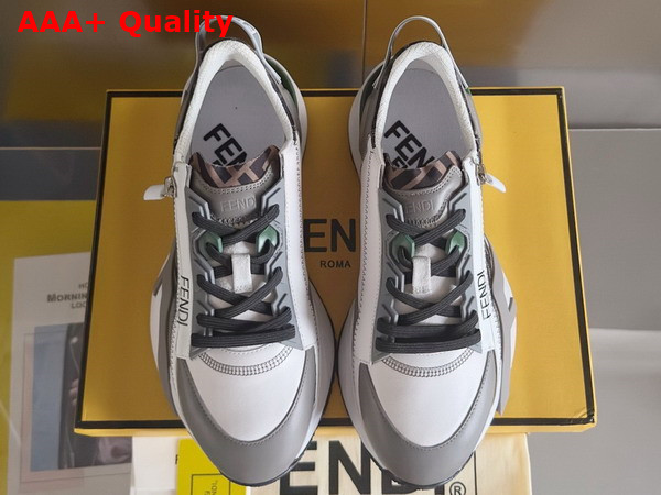 Fendi Flow Sneakers Black FF Jacquard and Leather Running Sneakers Gray Replica