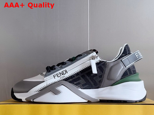 Fendi Flow Sneakers Black FF Jacquard and Leather Running Sneakers Gray Replica