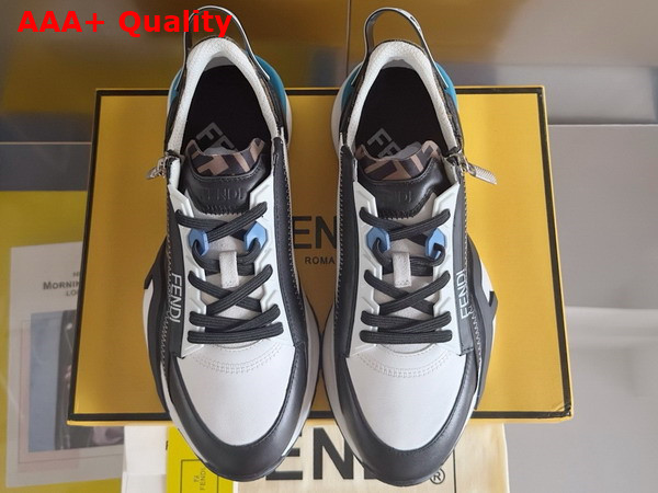 Fendi Flow Sneakers Black Leather and Brown FF Jacquard Running Shoes Replica