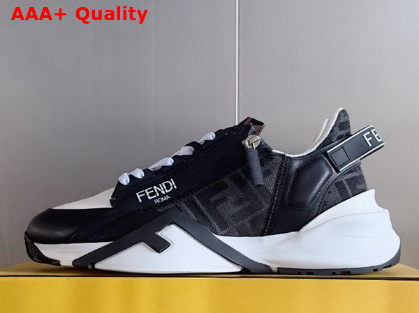 Fendi Flow Sneakers Blue FF Jacquard and White Leather Running Sneakers Replica