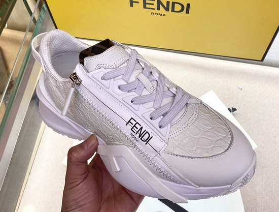 Fendi Flow White Caiman Low Tops Replica