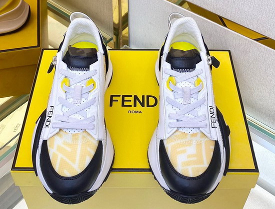 Fendi Flow Yellow Fabric Low Tops Replica