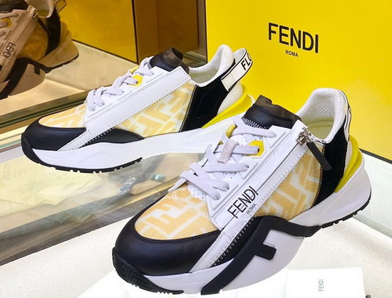 Fendi Flow Yellow Fabric Low Tops Replica